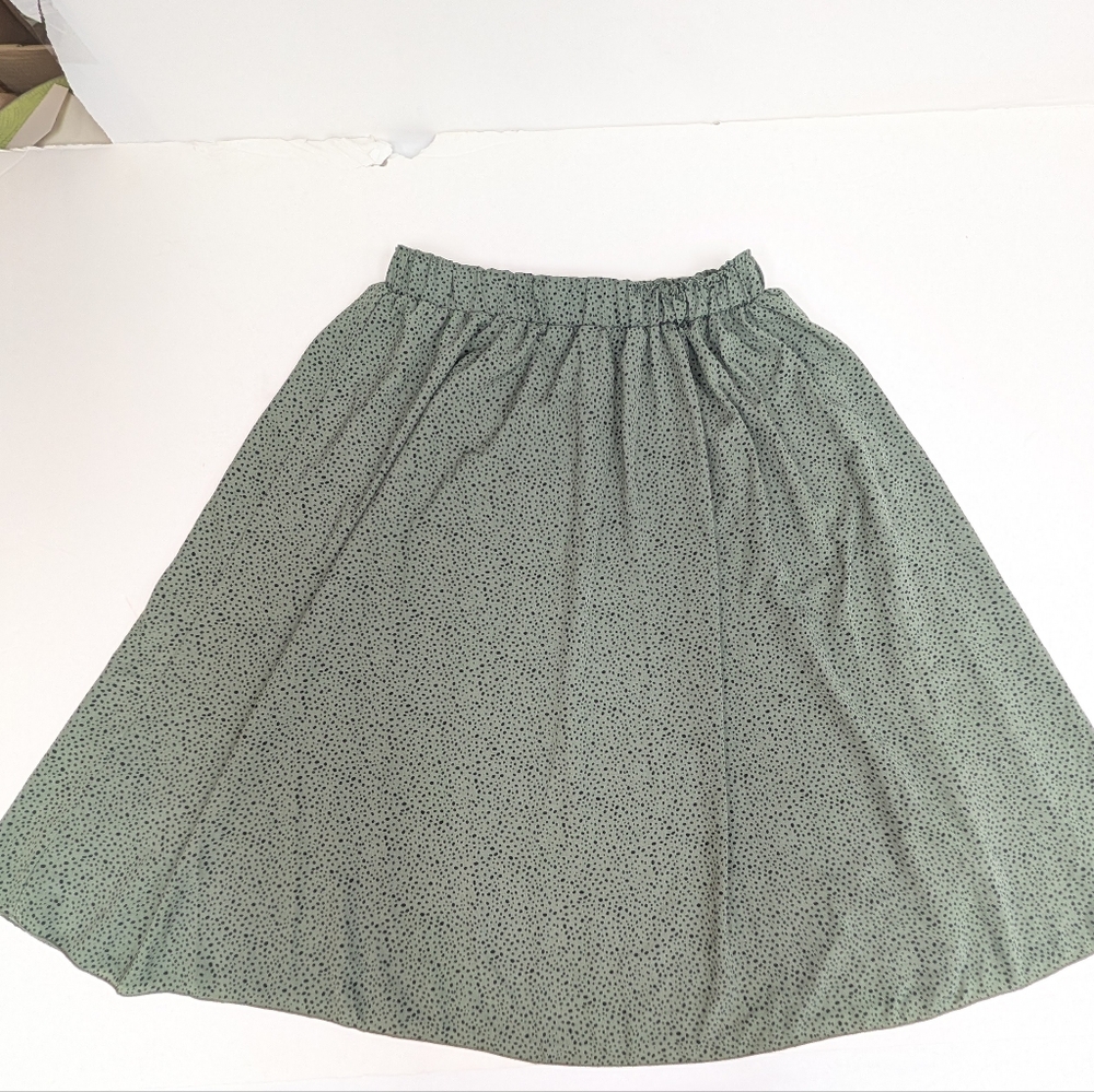 Green And Black Light Flowy Midi Skirt 2XL [243]